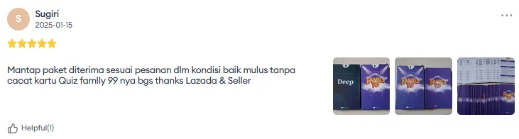 Screenshot ulasan kartu Family di Shopee pembeli 1