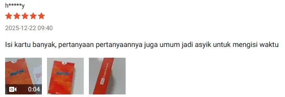 Screenshot ulasan kartu Hangout di Shopee dari pembeli 1