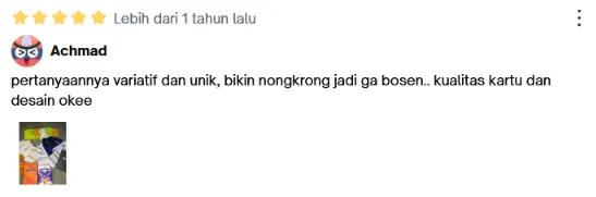 Screenshot ulasan kartu Hangout di Shopee dari pembeli 5