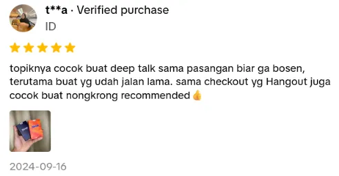 Screenshot ulasan kartu Hangout di Shopee dari pembeli 7