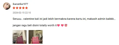Screenshot ulasan kartu Love Sparks di Shopee pembeli 1